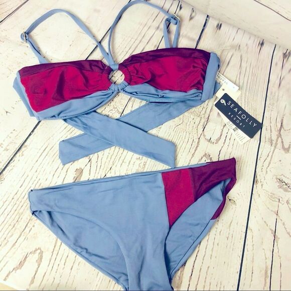 Seafolly Burgundy and Blue Bikini - Picture 5 of 13